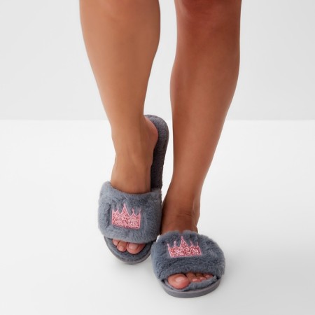 Women's slippers with an open nose size 40-41, the color is gray-15