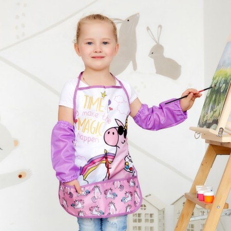 Set of children for creativity Ethel "Unicorn" apron 49 x 39 cm and sleeves-4