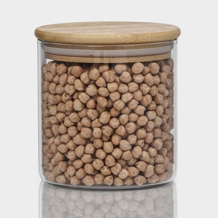 Glass Bank for bulk products with a bamboo cover "Eco", 550 ml, 10 × 10.5 cm-3