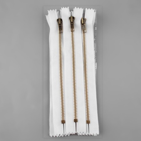 Metal zipper, No. 5, non -proceeding, automatic lock, 18 cm, white/antique color-2