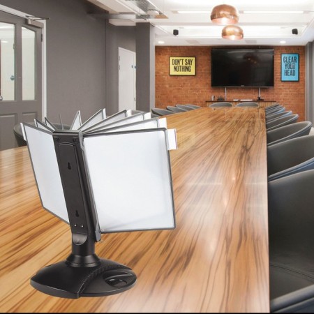 Demosystem desktop on 10 panels rotating, with 10 gray A4 panels-2
