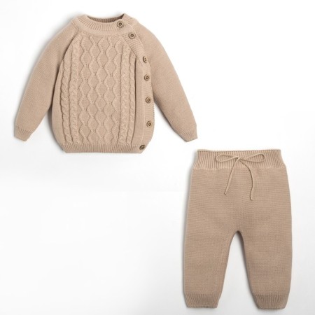 Knitted crumb set "Cute" growth 86-92 cm, beige color