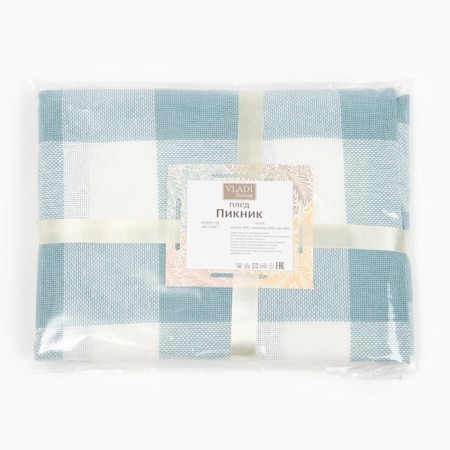 Picnic blades 140x200cm, white/mint, cotton 20%, pan 40%, polyester 40%-3