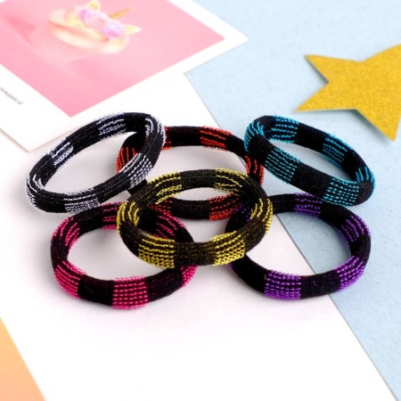 Hair elastic band "Mahrushka" (set 6 pcs) chess black, mix-1