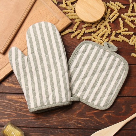 Set of kitchen. Dolyana strip ts. Green, mittens-prich.25x17cm, tack 17x17 50% p/e 50% HL
