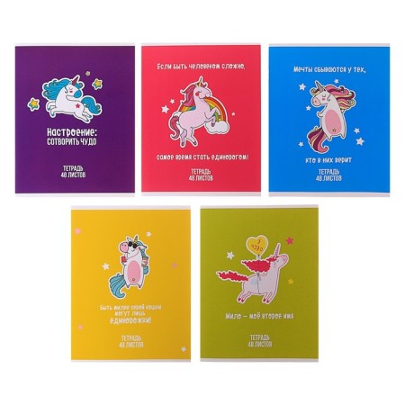 Notebook of 48 sheets in Calligrata Unicorn Calligrata, Cover Cardboard Cover, Offset Blok, Mix