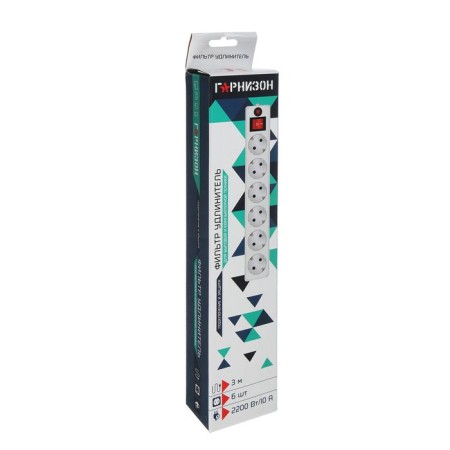 Network filter "Garrison", 6 outlets, 3 m, 10 A, 2200 watts, with salary, white-8
