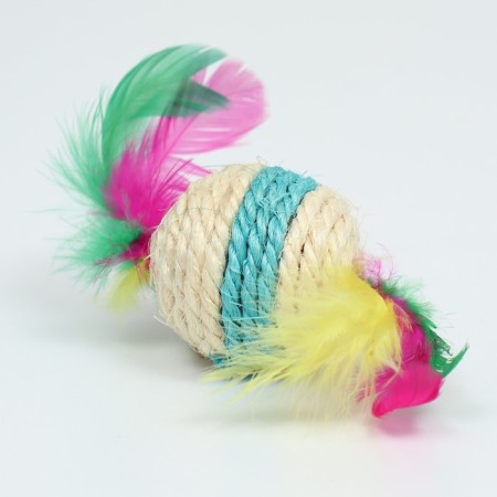 Sizaley ball with feathers "Lollipop", 5 cm, white/blue-2