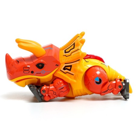Dinobot robot reacts to touch, light and sound effects, metallic, orange color-4