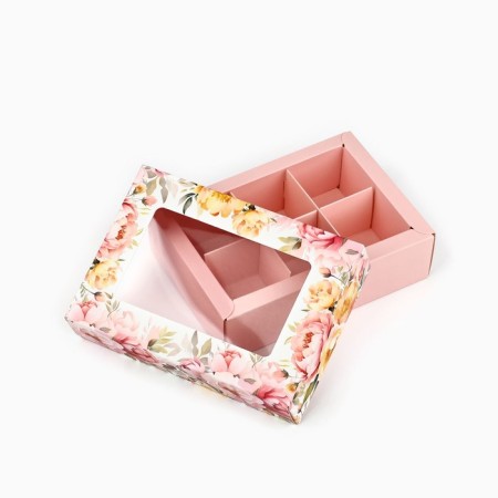 Folding box under 6 sweets "Flowers", 13.5 x 9.8 x 3.8 cm-3