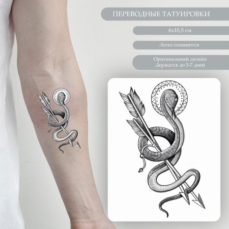 Black body tattoo "snakes with arrows" 10.5x6 cm