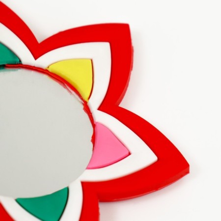 Toy - bird mirror "flower" with a bell, 20 x 7 cm-3