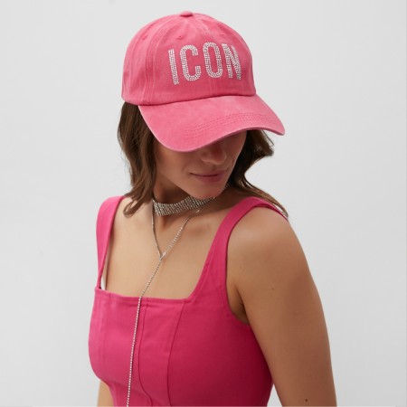 Women's cap with rhinestones Mist icon, pink, p. 56-58-4
