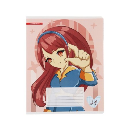 Notebook 24 sheets in the “ANime Girls” cage, cover coated cardboard, UV-fluid, block 65 g/m2, mix-4