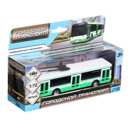 Metallic trolleybus, 1:72, inertial, green color-4