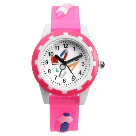 Watch of nursery, "artist", D-3 cm, strap silicone L-20 cm, pink
