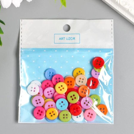A set of buttons of decorative plastic "Bright round" set of 50 pcs 1.2x1.2 cm-3