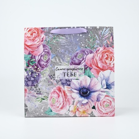 Square gift package, packaging, “flower whirlwind”, 30 x 30 x 12 cm-1