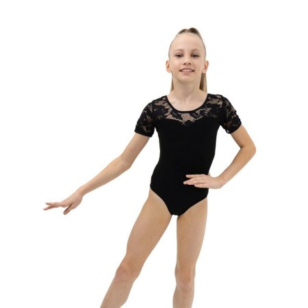 Grace dance gym swimsuit, coquette, with a short sleeve, p. 38, the color is black-1