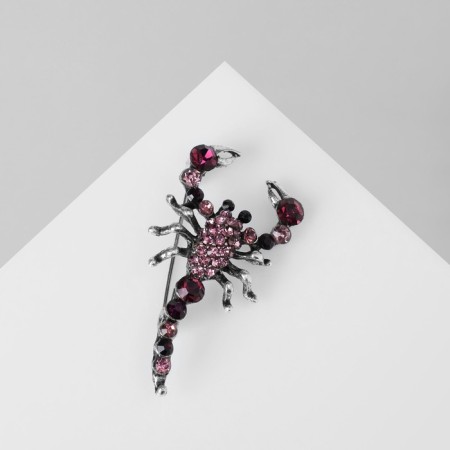 Brooch "Scorpio", color pink-violet in black silver-1