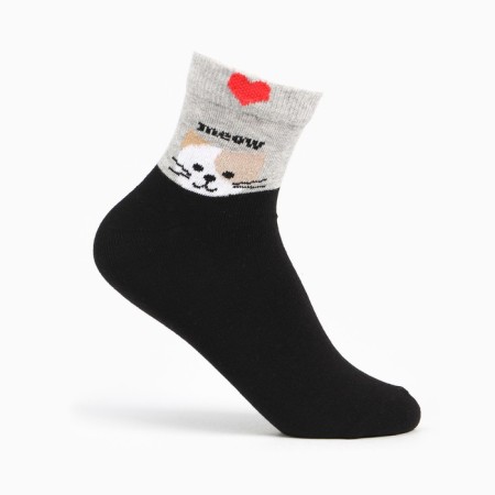 Women's socks, black color/cat, size 38-40
