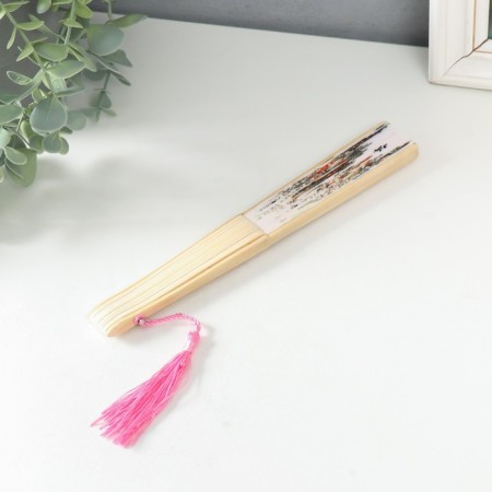 Fan wood, textile h = 21 cm "city" colored, with a brush-2