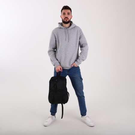 A backpack with a zipper, "saxi", outer pocket, black color-9