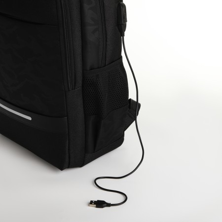 Youth backpack, 2 lightning departments, 4 pockets, with USB, black color-6