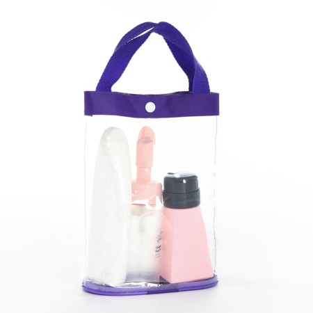Cosmetic bag on the button, purple/transparent color-1