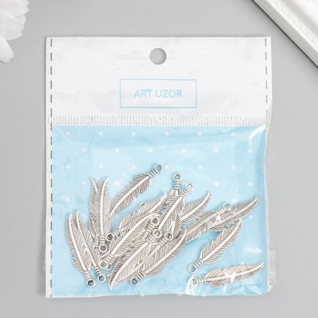 Decor for creativity Metal "Peryshko" silver set 20 pcs 2.6x0.7 cm-2