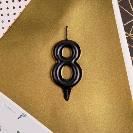 Candle for the cake, number "8", black.-2