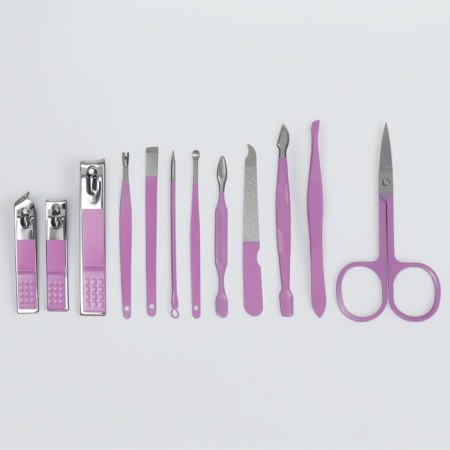 Manicure set, 12 objects, in case, lilac color-3