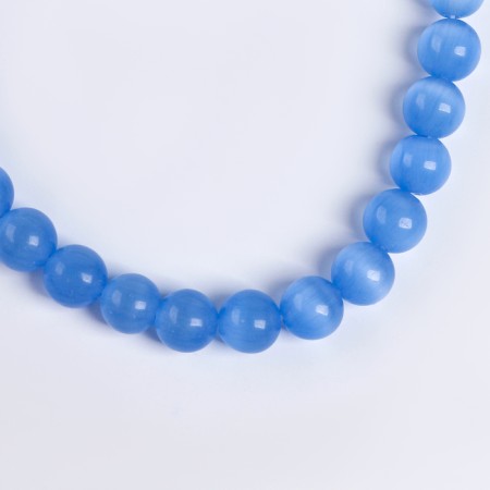 Bus with natural stone "Cat Eye", set of 50 pcs., 1 pc. - 8 mm, blue