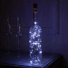 Garland “thread” 2 m dew with a cork, IP20, silver thread, 20 LED, white glow, lr44x3