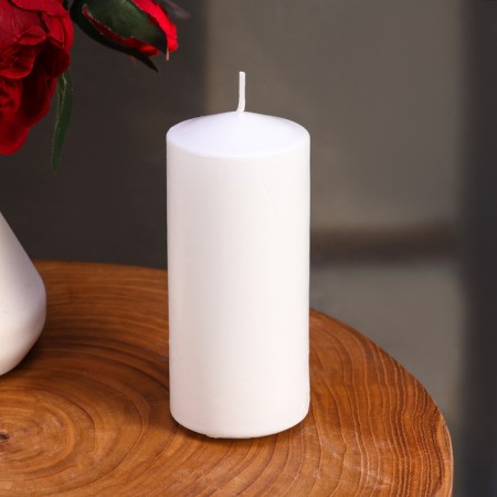 Candle cylinder, 5x12 cm, set 3 pcs, white-4