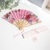 Fan bamboo, textile h = 21 cm bend, with a brush "flowers" in a box, pink