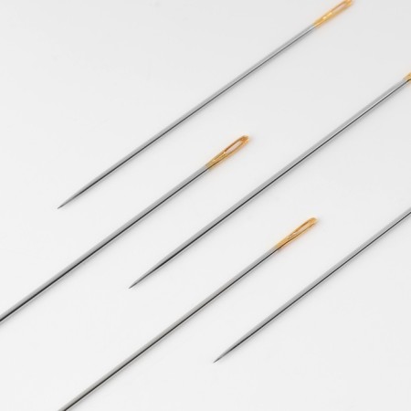 Sewing needles No. 3-9, d = 0.61 / 0.71 / 0.76 / 0.84 mm, 3.6 / 3.9 / 4 / 4.2 cm, with a golden ear, 20 pcs-1
