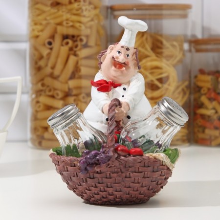 Set for glass spices on the stand “Shy cook”, 3 items: Solonka 60 ml, Listen 60 ml, stand