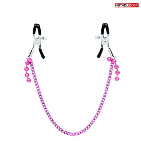 Notabu nipples, with a chain and beads, metal, purple-1
