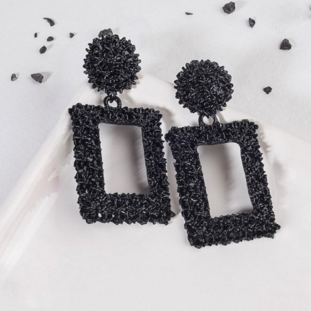 Caribbean metal earrings are large, black color-3