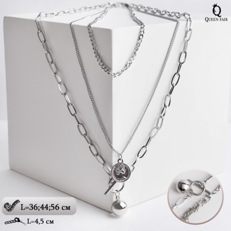Pens "chain" medallion, color silver, 56 cm