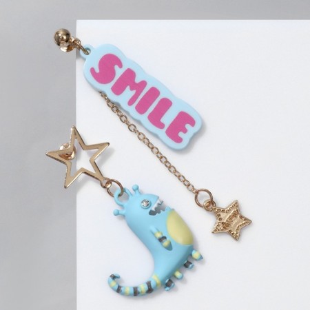 Earrings Assorted "dinosaur" smile, colored in gold-2