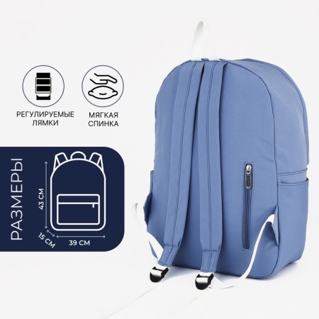 Young backpack from textiles on lightning, 5 pockets, blue color-1
