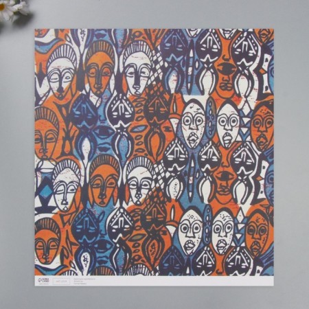 Scrapbooking "Africa. Faces" density 180 grams set 5 pcs 30.5x32 cm-2