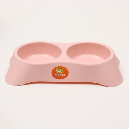 Double plastic bowl 2 x 250 ml, 28 x 16 x 5 cm, pink-2