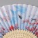 Fan Bamboo, Textile H = 21 cm "House in Sakura" Blue, with a blue brush