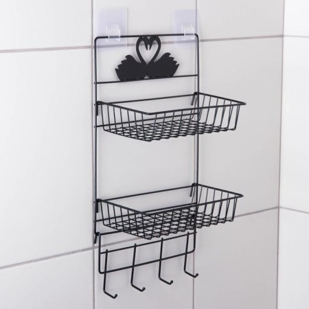 Shelf 2-tier shares, 4 hooks, 45.5 × 25 × 13 cm, black color-1