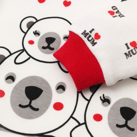 Kit for children (longshit, trousers), white/red color, height 98 cm-2