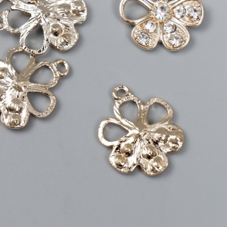 Decor for creativity Metal "Flower" gold, rhinestones 2x2 cm-1