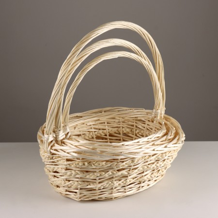 A set of baskets of 3 pcs, 45x36x16xh43cm, white, willow-1